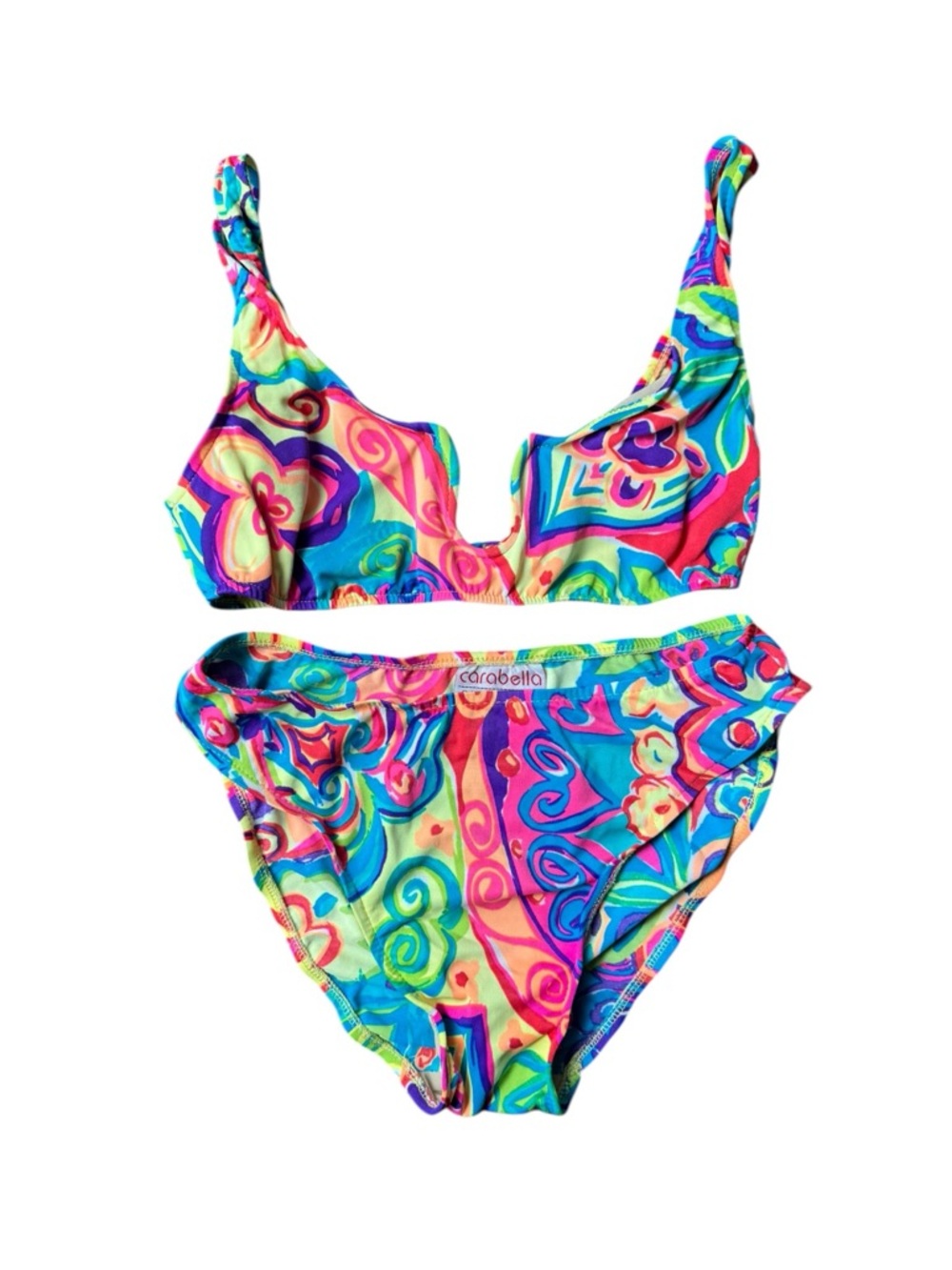 Vintage Carabella Abstract Print Bikini Set - Vibrant Multicolor